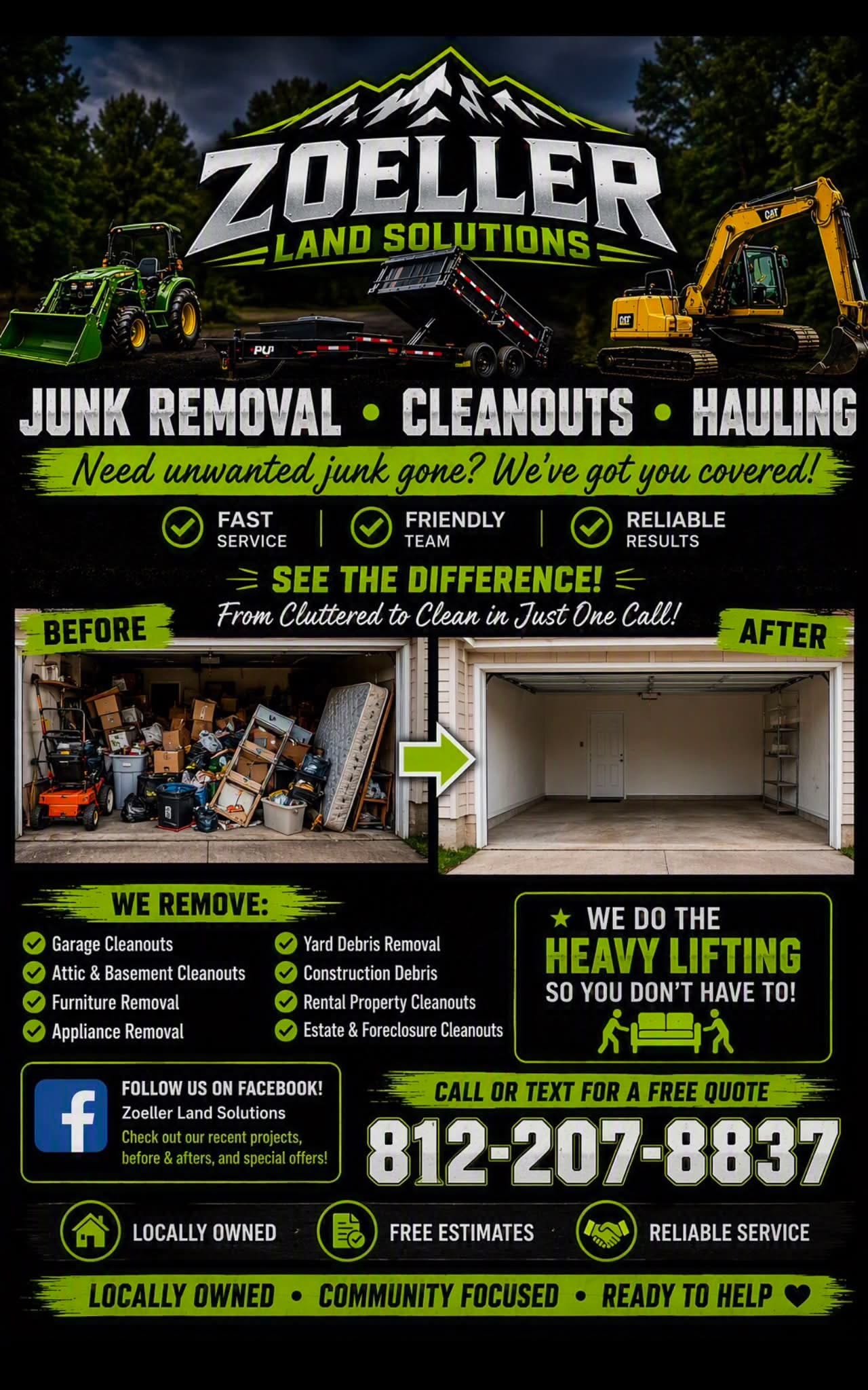 Junk removal before and after garage
