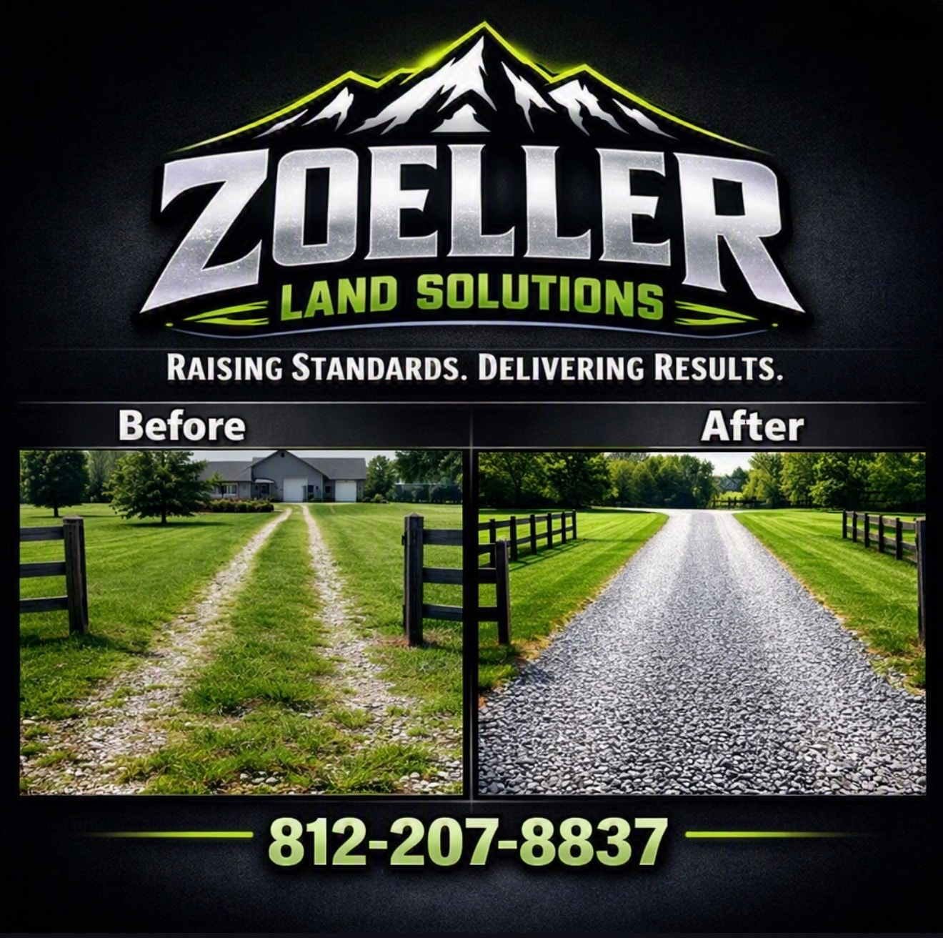 Driveway gravel installation before and after